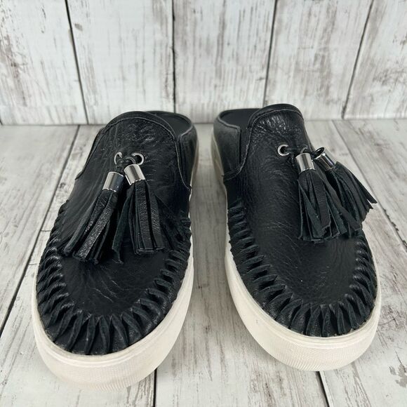 J/SLIDES NYC ANDIE BLACK LEATHER PLATFORM SLIP-ON SNEAKERS SIZE 6.5 NEW - Picture 2 of 7